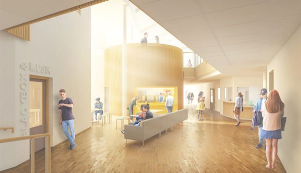 Nya skolans café. Illustration: Fredblad Arkitekter