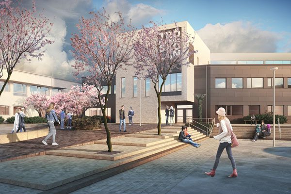 Illustration av skolgården. Illustration: Fredblad Arkitekter