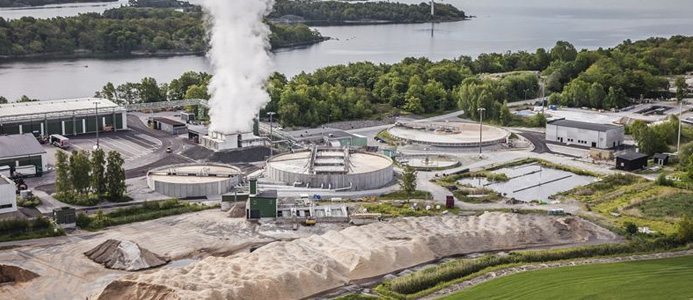 Bild över Södra Cell Mörrums utbyggda biologiska rening.