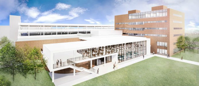 Skanska kommer att renovera den befintliga anläggningen på 9 300 kvadratmeter och bygga en 1 400 kvadratmeter stor utbyggnad. Illustration: Skanska